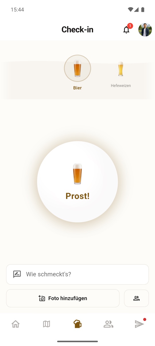 Erstellung eines Getränke-Check-ins in Bierchen